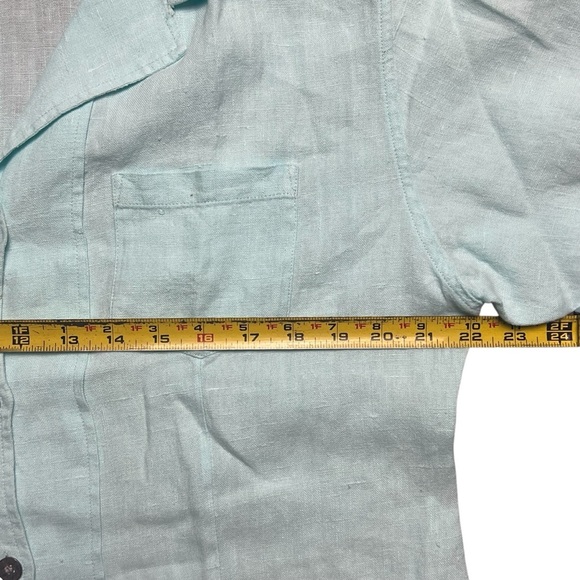 CHICO'S 100% Linen Button Front Shirt Light Blue Size 2 - Picture 4 of 5